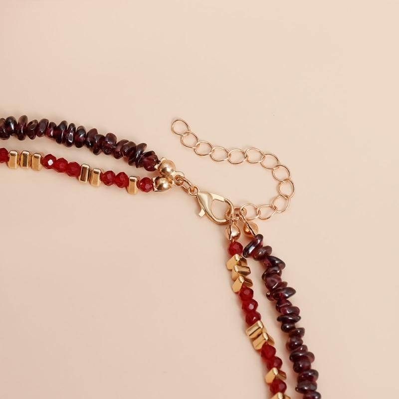Fashionable Natural Stone Heart Pendant Necklace Adjustable Length Neckchain Lightweight Jewelry For Casual Or Party