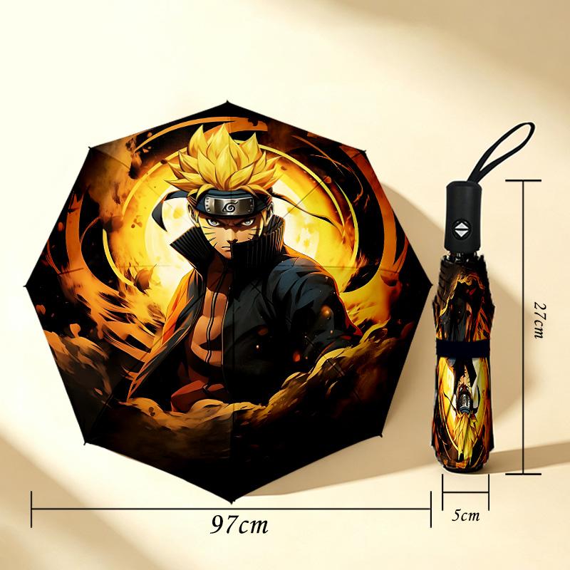 Naruto Power 8 Ribs 3Fold Black Glue Uv Protection Umbrella Sun Protection Rainproof Compact Folding Umbrella For Travel Daily Use C923521