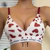 White & Peach Heart Wirefree Push-up Cami Bikini Lingerie Set