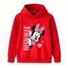 Cute Cartoon Mouse Print Kids Unisex Pullover Hoodie, Soft Casual Long Sleeve Sweatshirt for Boys Girls, Lovely Heart Pattern Cozy Hooded Tops