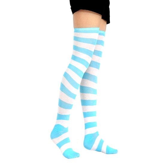 Calze lunghe a righe da donna, coscia alta, sopra il ginocchio, elasticizzate, lunghe, per cosplay