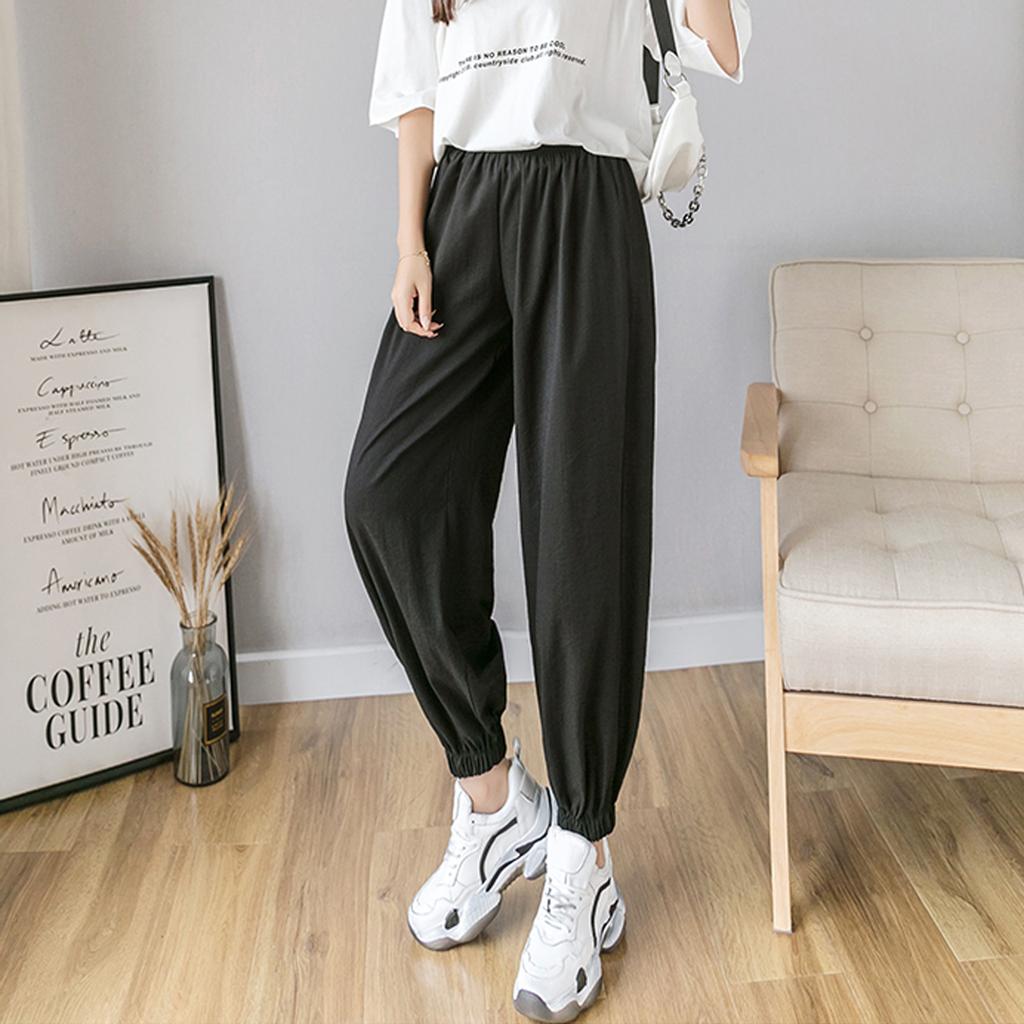 Donna Elastico Vita Casual Loose Tinta Unita Pantaloni Felpa Summer Cotone  Lino Harem Pantaloni Jogger Pantaloni acquista in modo economico —  spedizione gratuita, recensioni reali con foto — Joom