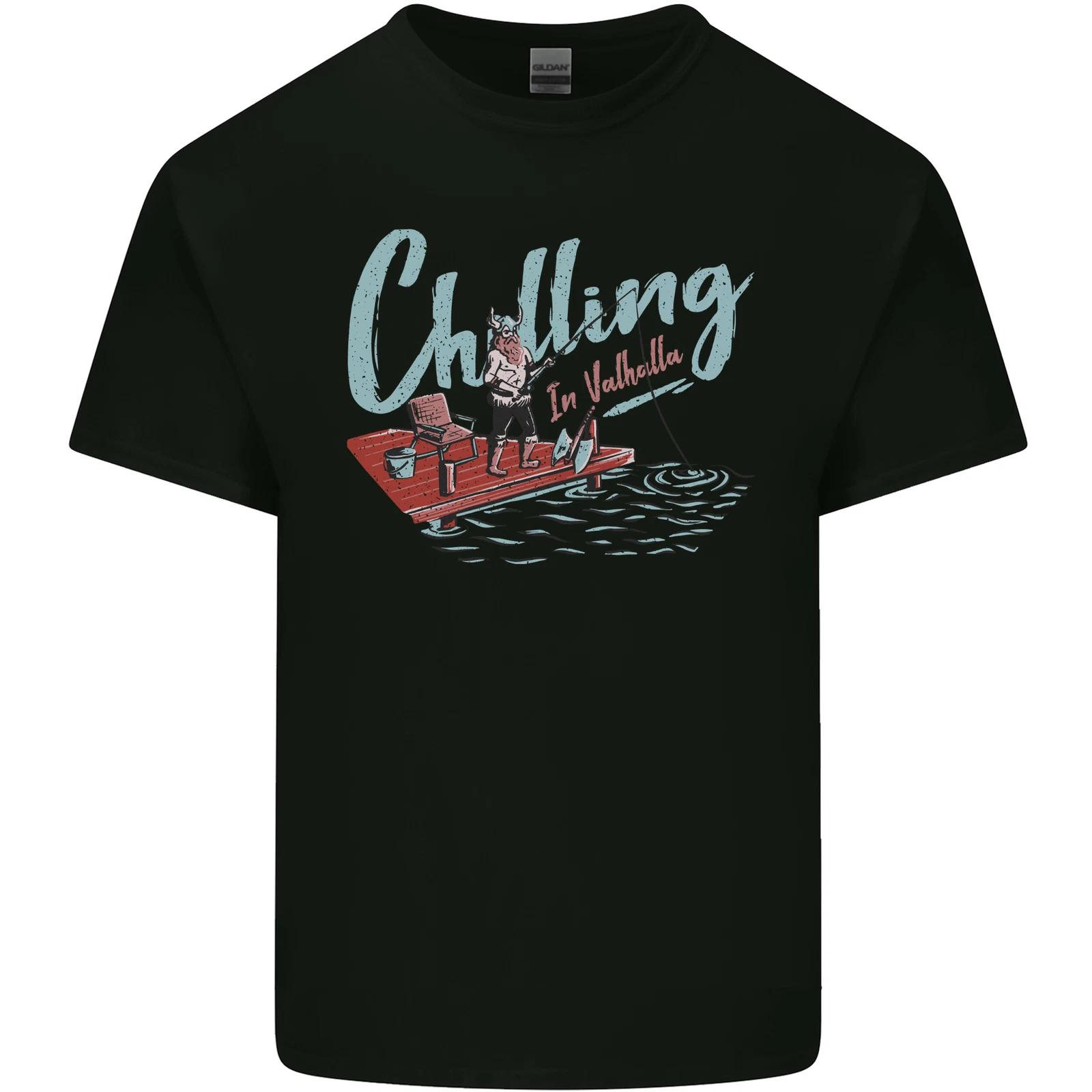 Chilling in Valhalla Funny Viking Fishing Fisherman Kids T-Shirt Childrens 3XL