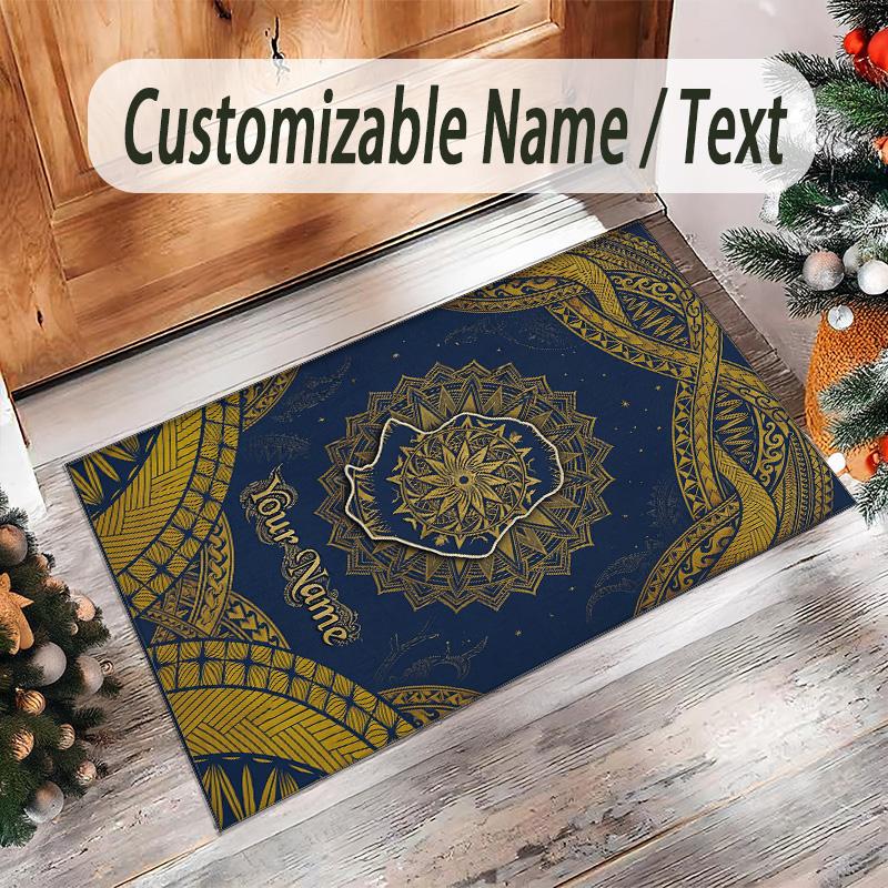 Mandala Theme Crystal Velvet Floor Rug Personalized Custom Name Text Warm Carpet Home Decoration