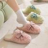 Damen Gemütliche Baumwollpantoffeln mit Schleife - Niedliches Partnerdesign, Weiche Plüschsohle für Herbst/Winter