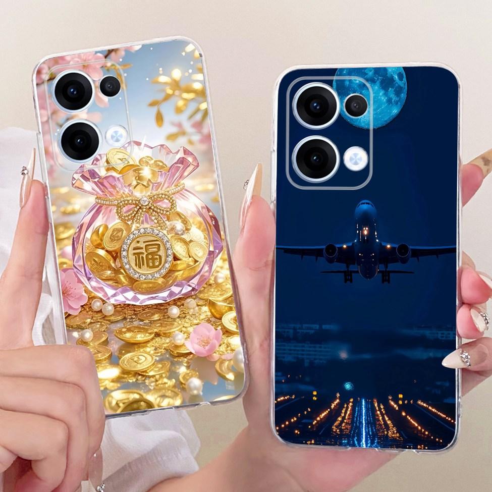 Transparent For Oppo Reno13 Case CPH2689 Cute Cat Fashion Butterfly Funny Painted Casing For Oppo Reno 13 PKM110 Cover