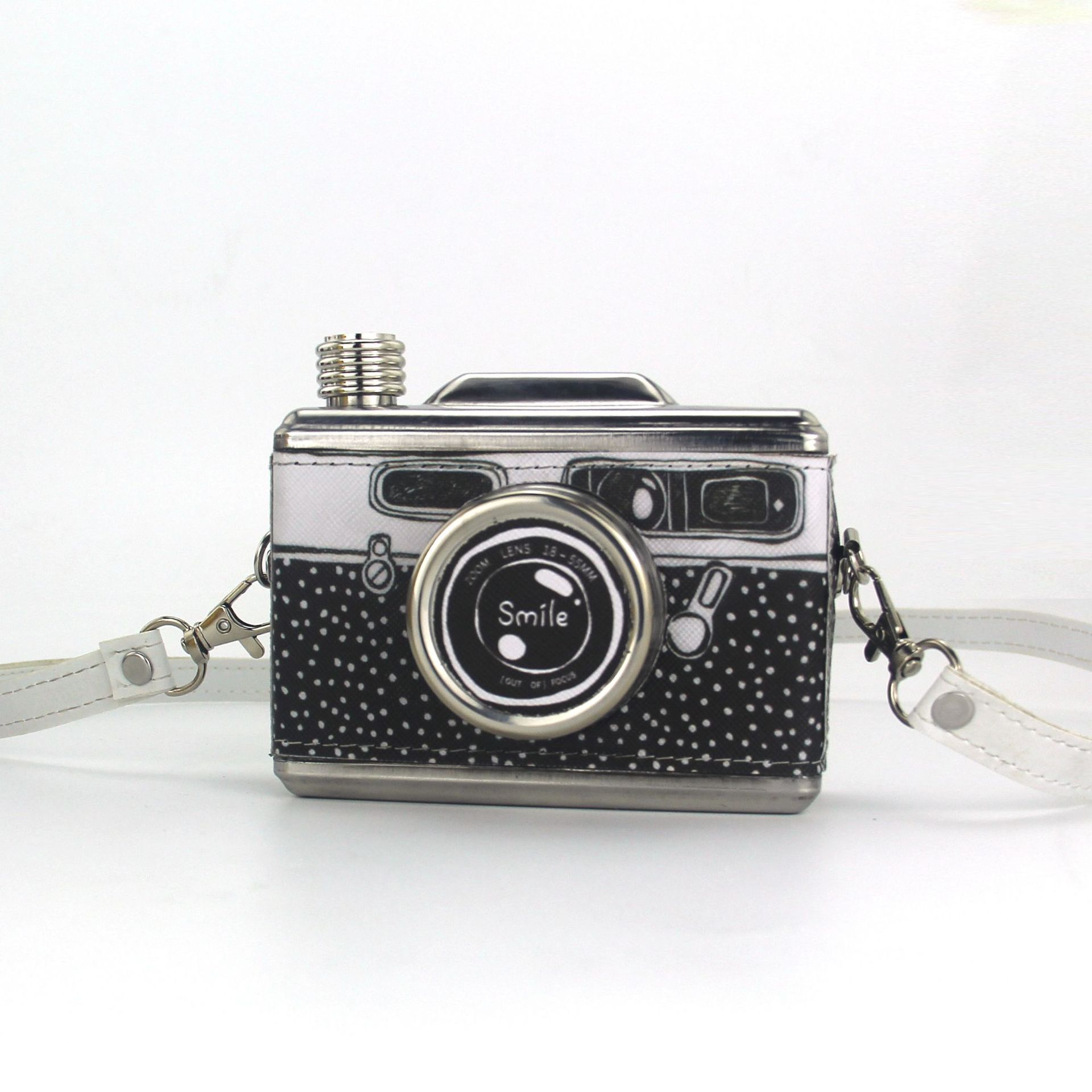 

Портативные скрытые контейнеры для алкоголя, ликера, виски, бутылка из нержавеющей стали, металлическая скрытая фляга, дизайн камеры, 11 унций, 325 мл чёрный