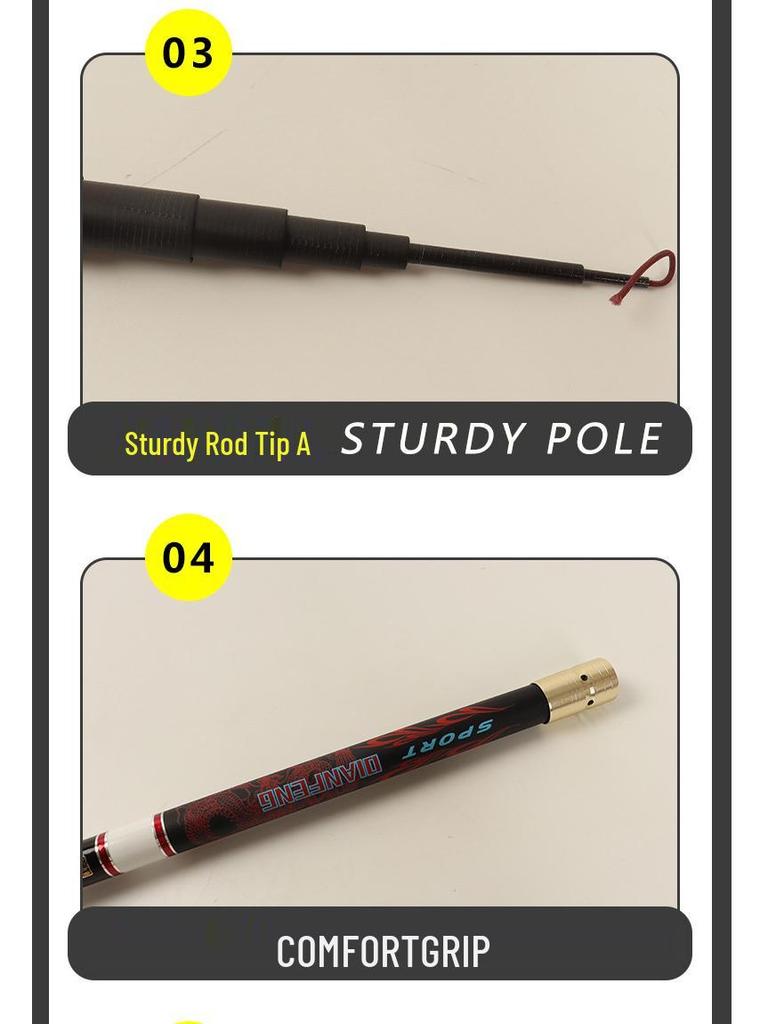 60cm Ultra-Hard, Ultra-Light Carbon Stream Rod – 2/8 Action, Ideal for Various Waters