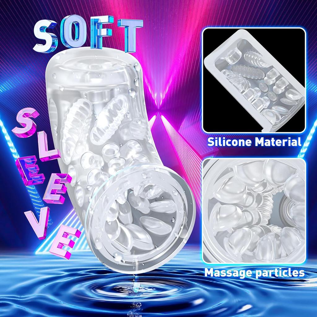 Automatic Male Masturbator, Male Sex Toys with 4 Insertion and 7 Rotation Modes, Male Touch with 7 Colours Ambient Lighting, Male Blowjob