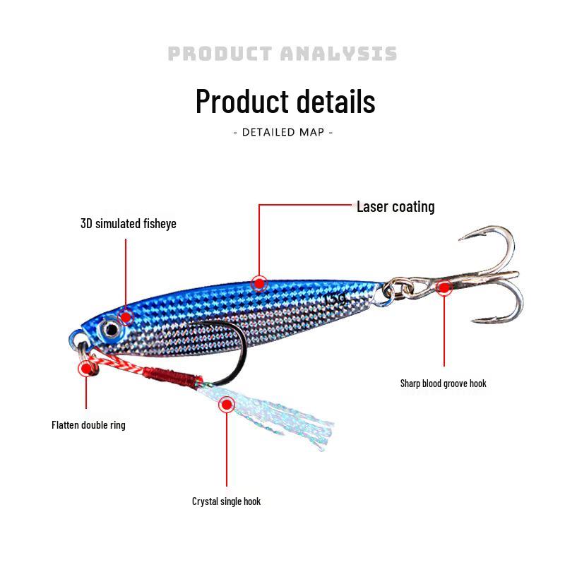Yan Luya Long Cast Metal Jig for Freshwater & Saltwater Fishing - Sinking Lure with Blood Groove Hook for Bass, Walleye, & Mackerel
