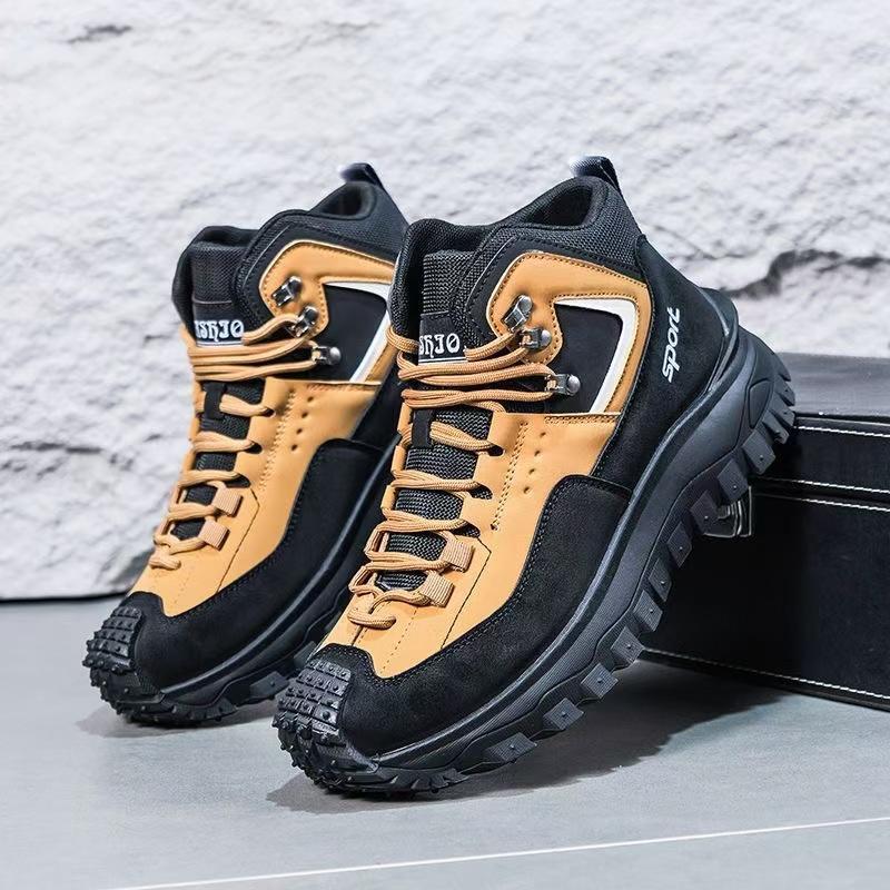 Fashion 2025 New Men's High Top Work Boots Spring Autumn Anti-Slip Wear-Resistant Hiking Shoes Outdoor Comfortable Trekking Boots Youth