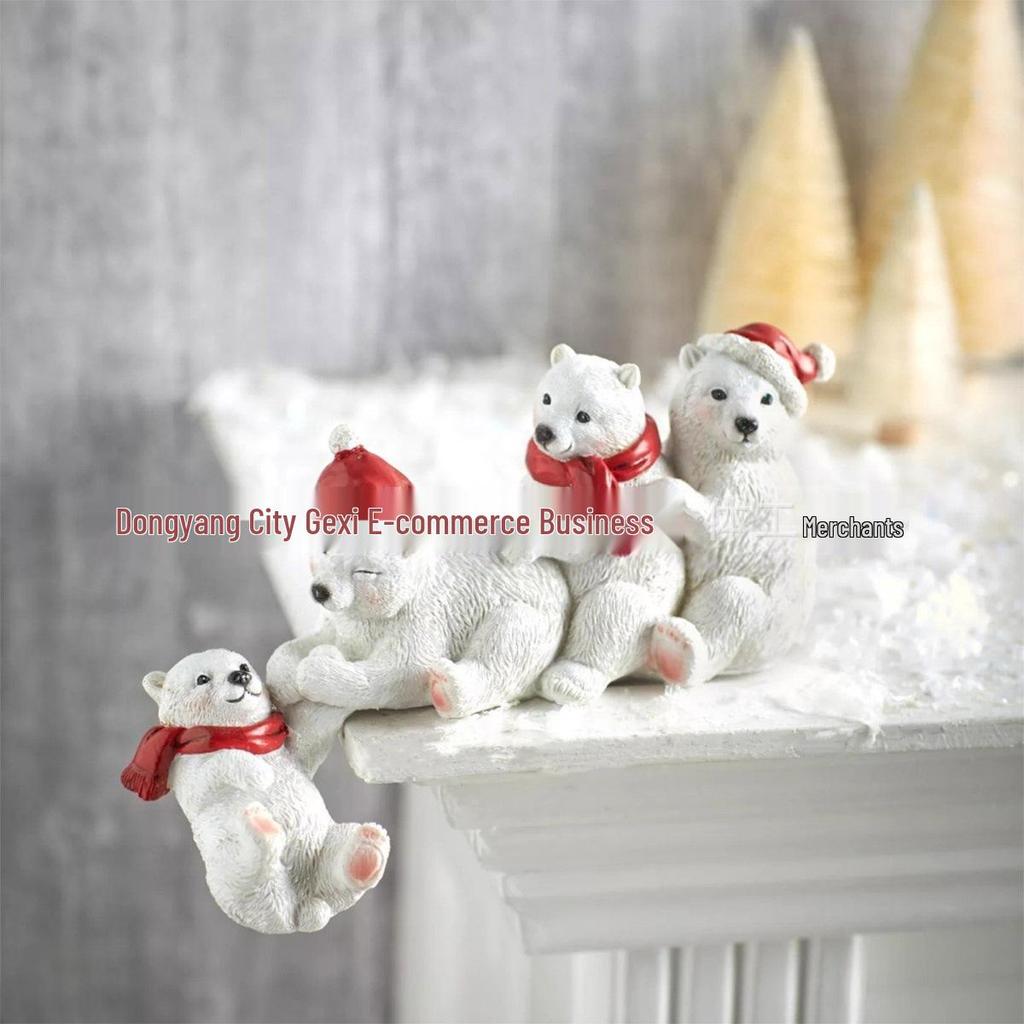 Christmas Gnome and Bear Resin Ornament for Shelf or Desktop