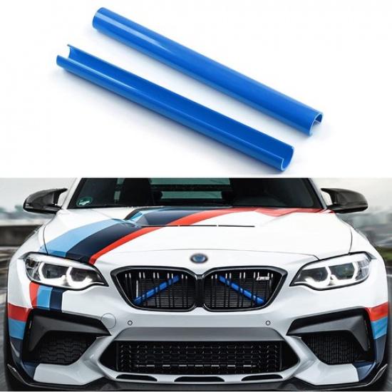 2X for - BMW 3 Series G20 G28 Blue Front V Brace Grill Trim Strips Cover