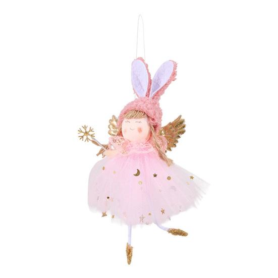 Yousheng Christmas Pendant Rabbit Angel Doll Wearing Mesh Yarn Dress Decorative Ornament Christmas Celebration Decor