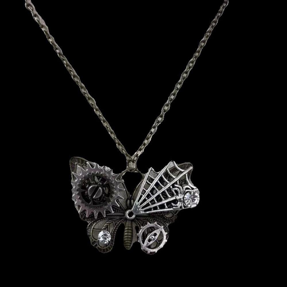 Punk Butterfly Pendant Necklace Metal Charm Aesthetic Jewelry Vintage Clavicle Chain