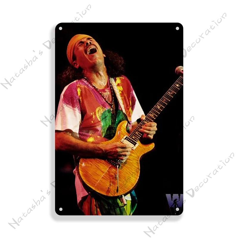 Rockmusik Poster Santana Metallschild ROCK Band Schild Bar Cafe Club Metallplatte Vintage Metallplakette Garage Cafe Wanddeko Schilder