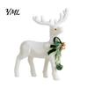 Exquisite Three Dimensional Ornaments White Flocked Elk Ornament, Ribbon Bell Decor 3D Standing Deer Christmas Season Home Figurine, Decorative