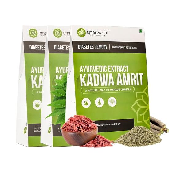 Smartveda Kadwa Amrit Herbal Powder - A Blend of 7 Time-Honored Herbs for General Wellbeing - Plant-Based Formula - Set of 3 (300 gm Each)