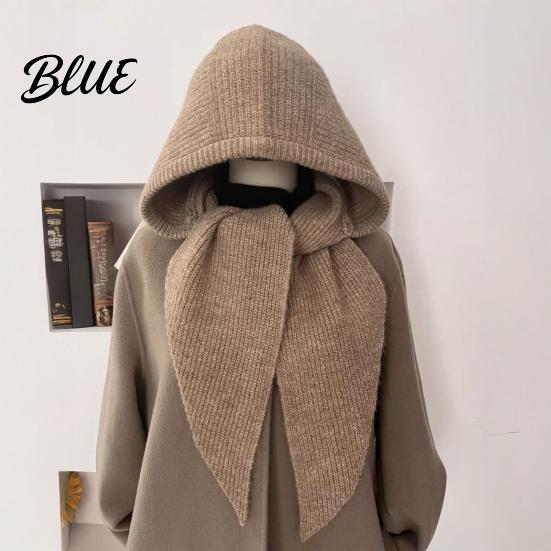 Knit Balaclava Hood Women Hooded Scarf Hat Winter Pullover Hood Knitted Hat with Warm Ear Protection Skull Cap for Cold Weather