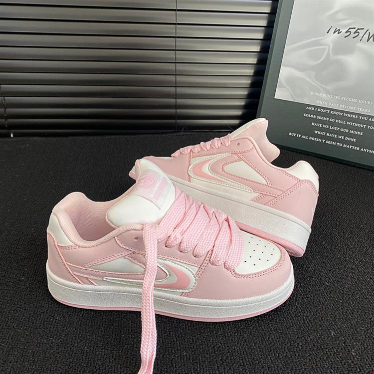 Nisch rosa platta skor ins trendiga vår nya designkänsla sport och fritid brödskor