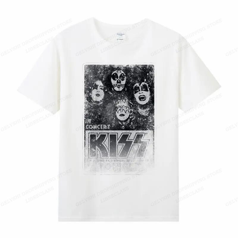 Vintage tričko Kiss Unisex Unisex Móda Bavlněné tričko Punk Oblečení Trička s výstřihem Horor Harajuku Topy Rocková kapela Kiss Tričko Boy