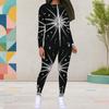 Women Plus Size Printed Round Neck Long Sleeve Top And Fitted Pants Two Piece Set