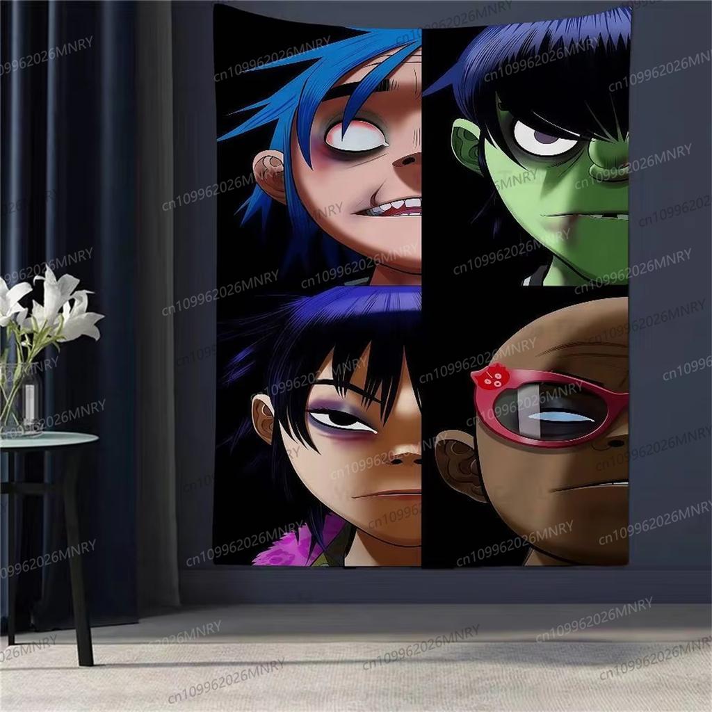 Virtuální anime rocková kapela Gorillaz Anime tapiserie Indický Buddha Nástěnná dekorace Čarodějnictví Bohemský Hippie Závěsné nástěnné plachty