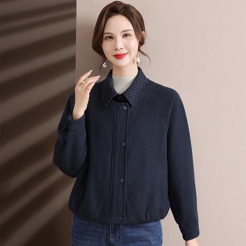 

Mother s Day 2026 Plaid Patchwork Loose Slimming Jacket for Women 2XL (Recommended 120-135 jin) темно-синий
