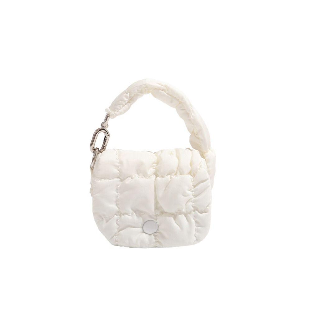 

Стеганый облачный плиссированный кошелек для монет однотонный подвеска для сумки элегантная сумка для хранения мелочи уличная одежда белый