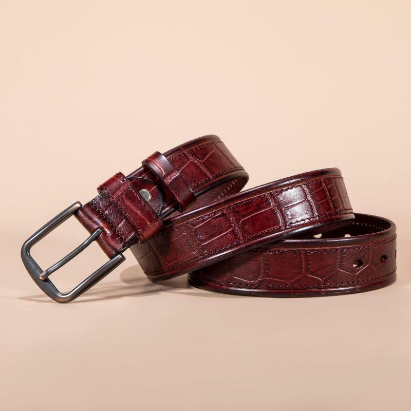First Layer Cowhide Retro Vegetable Tanned Hand-polished Leather Strip Pin Buckle Men's Genuine Leather Trousers Belt