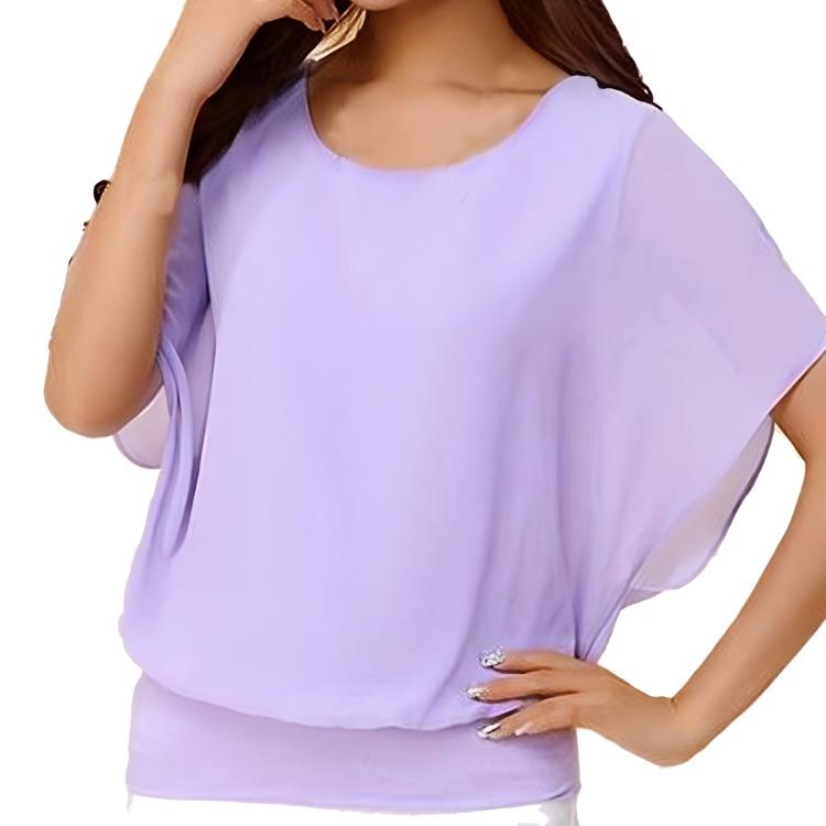 Summer Casual Loose Women Blouse Chiffon Batwing Shirts Tops
