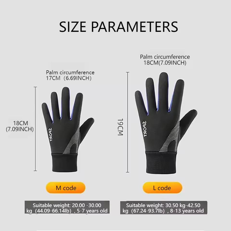 Winter Kid's Warm Riding Gloves Silicone Anti Slip Waterproof Wear-resistant Full Finger Elastic Wrists for Boys Girls Windproof