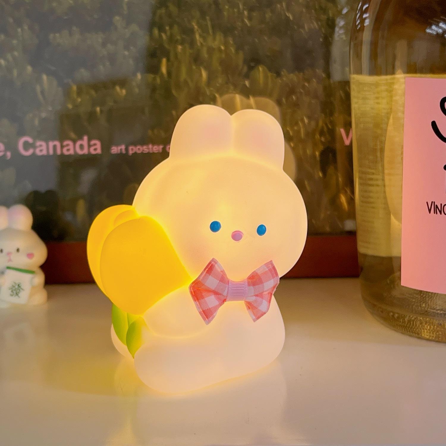 

Теплая лампа Ночник Работает от батареек Мультяшный Милый Кролик и Медведь Rabbit