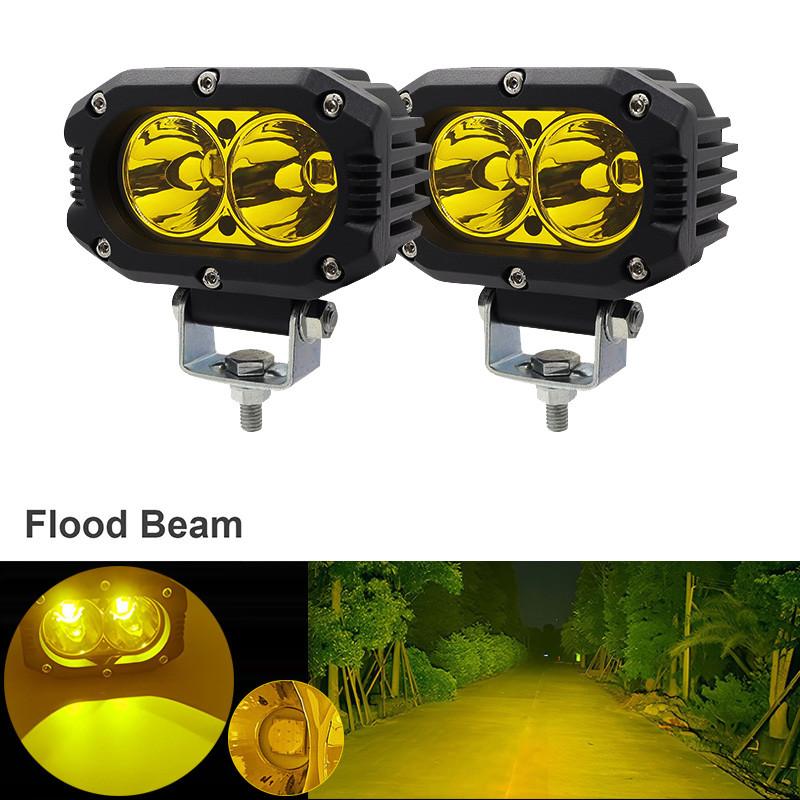 1/2pcs Universal Motorcycle LED Fog Lights Yellow White Spotlight 10W Floodlights 6000lm Auxiliary Fog Lamp