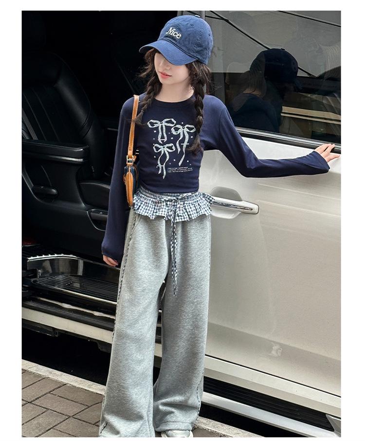 Girls' Fleece-Lined Wide-Leg Pants: Fashionable Autumn/Winter Children's Wear