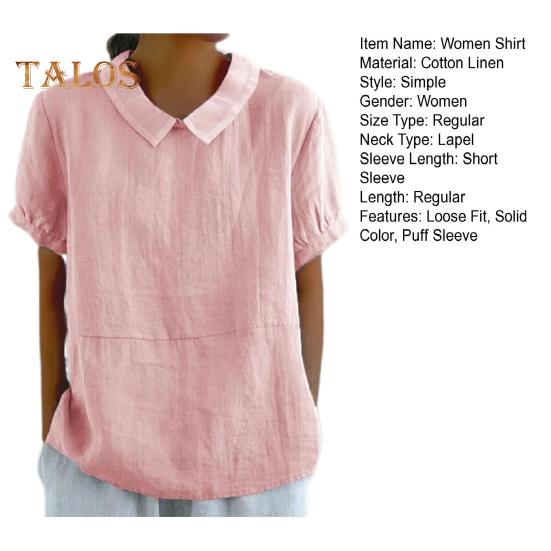 Damen Casual Shirt Revers Kurzarm Einfarbig Pullover Top Einfarbig Loose Fit Shirt Tops Streetwear