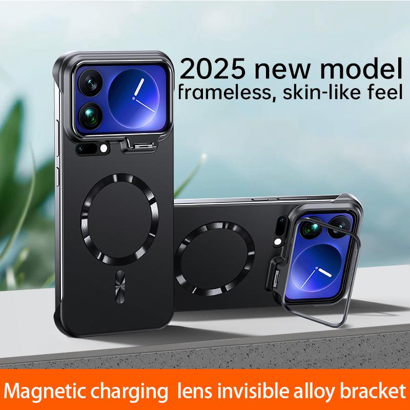 Original Matte Ultra-Thin Case For Xiaomi 17 Pro Max 15 14 Pro Shockproof Bracket Magnetic Wireless Charge Frameless Slim Cover