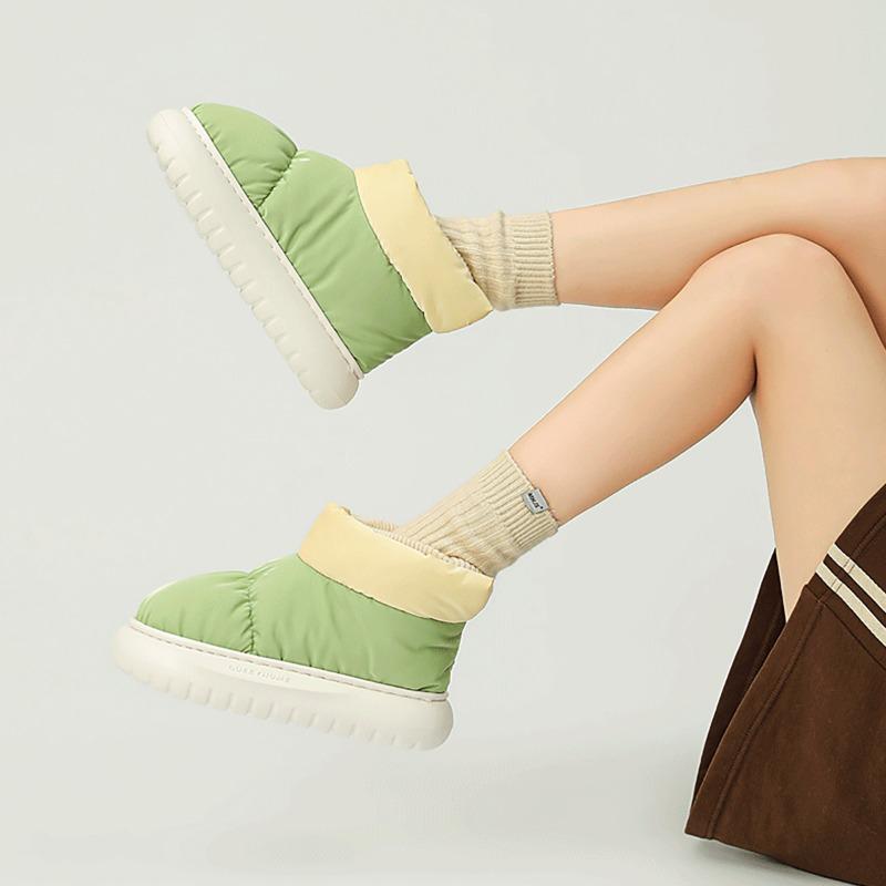 Waterproof cotton slippers women's autumn and winter outer wear fleece thermal bag and thick-soled snow boots down cotton shoes women's winter