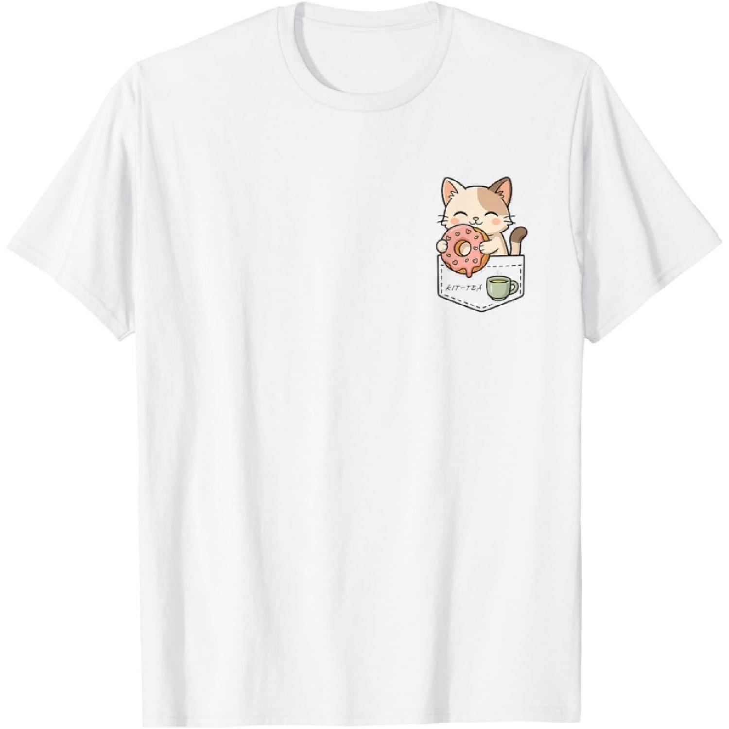 Funny Kit-Tea Cat in the Pocket Kawaii style Aesthetic Men Women Kids T-Shirt S