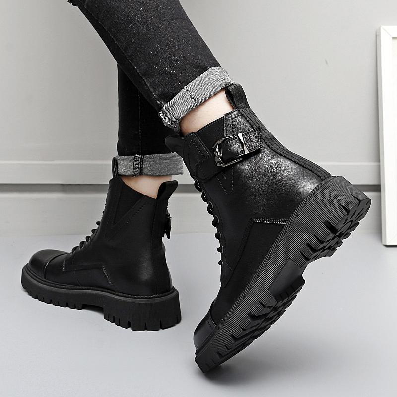 FashionHigh Quality Male Botas Men's New High-top Motorcycle Boots Outdoor Genuine Leather Footwear Luxury Brand All-match Ankle Boots