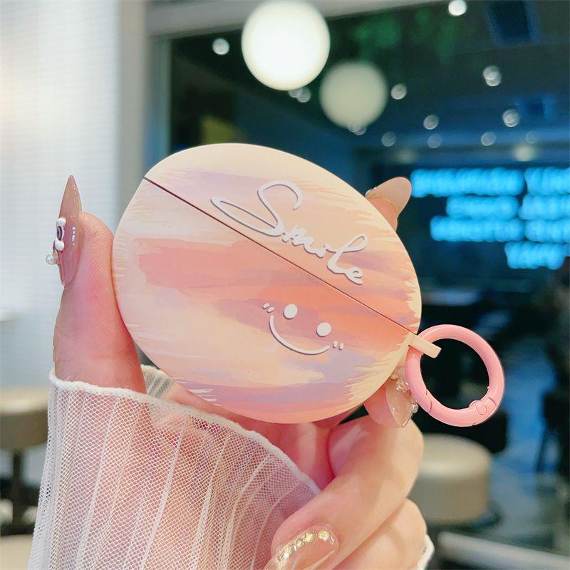 

Кейс для наушников Креативный Стильный Free4 Версия Danna Беспроводная Гарнитура Защитный Чехол Oppo Матовый Мягкий Силиконовый Чехол Ударопрочный Женский Смайлик OPPO Enco free4 Orange Sizzy Smiley + Pink Ring