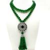 Feeling Rich and Noble, Ruyi Fringed Necklace, Women's Retro Ethnic Style Green Bead Pendant, Autumn and Winter Long Sweater Chain
