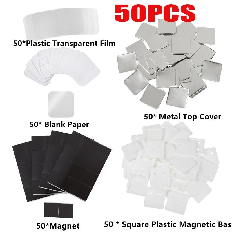

50x50mm Square DIY Blank Pin Button Material Refrigerator Badge Button Making Parts Press Machine Supplies