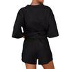 2025 Summer Women's 2-Piece Set: Seven-Sleeve Top & Elastic Waist Shorts