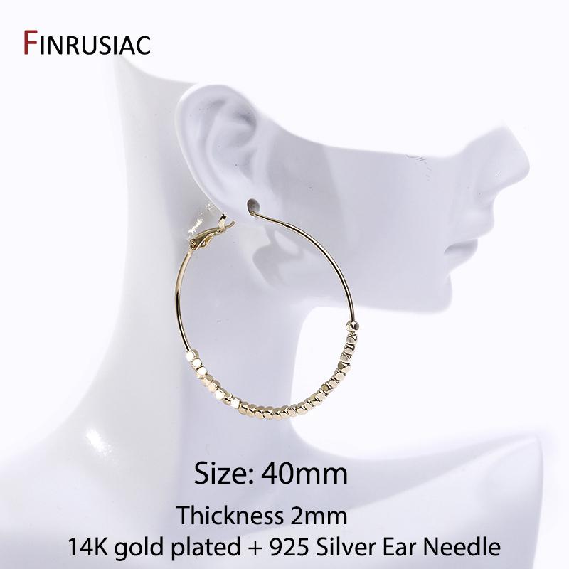 

Новые модные большие серьги-кольца из латуни с покрытием 14K золотом, украшенные бусинами, для женщин, жен баскетболистов, серьги-кольца, вечерние украшения, подарок 1 Pair