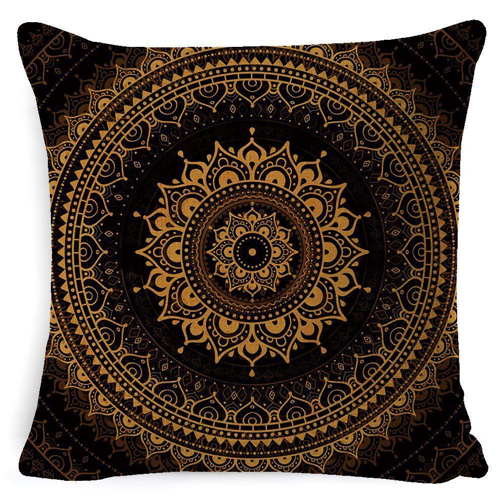 Bohemian Mandala Bedside Sofa Cushion American Vintage Linen Throw Pillow Cover