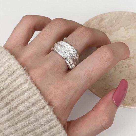 Simple Silver Band Ring Adjustable Open Ring Minimalist Handmade Wide Band Ring Couple Jewelry for Men Women