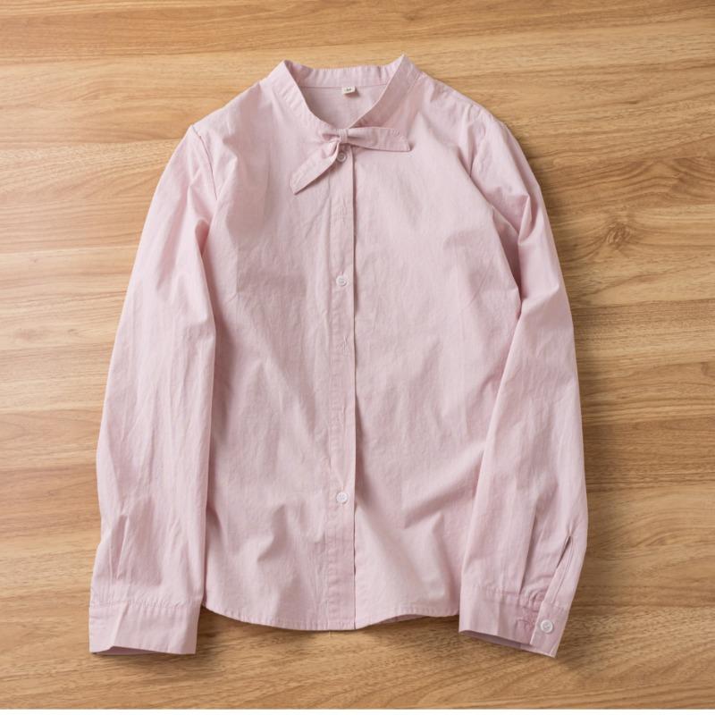 Spring Little Fresh Rabbit Ears Solid Color Long Sleeve Shirt Women's Stand Collar Loose Versatile Top Blouses & Shirts