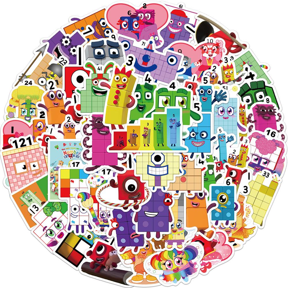 Стикеры Намбер Блокс Numberblocks стикерпак наклейки набор наклейок 52 шт