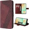 Protective Case - Booling - Samsung Galaxy S24 Fe - Embossed Pu Leather - Red - Semi-rigid